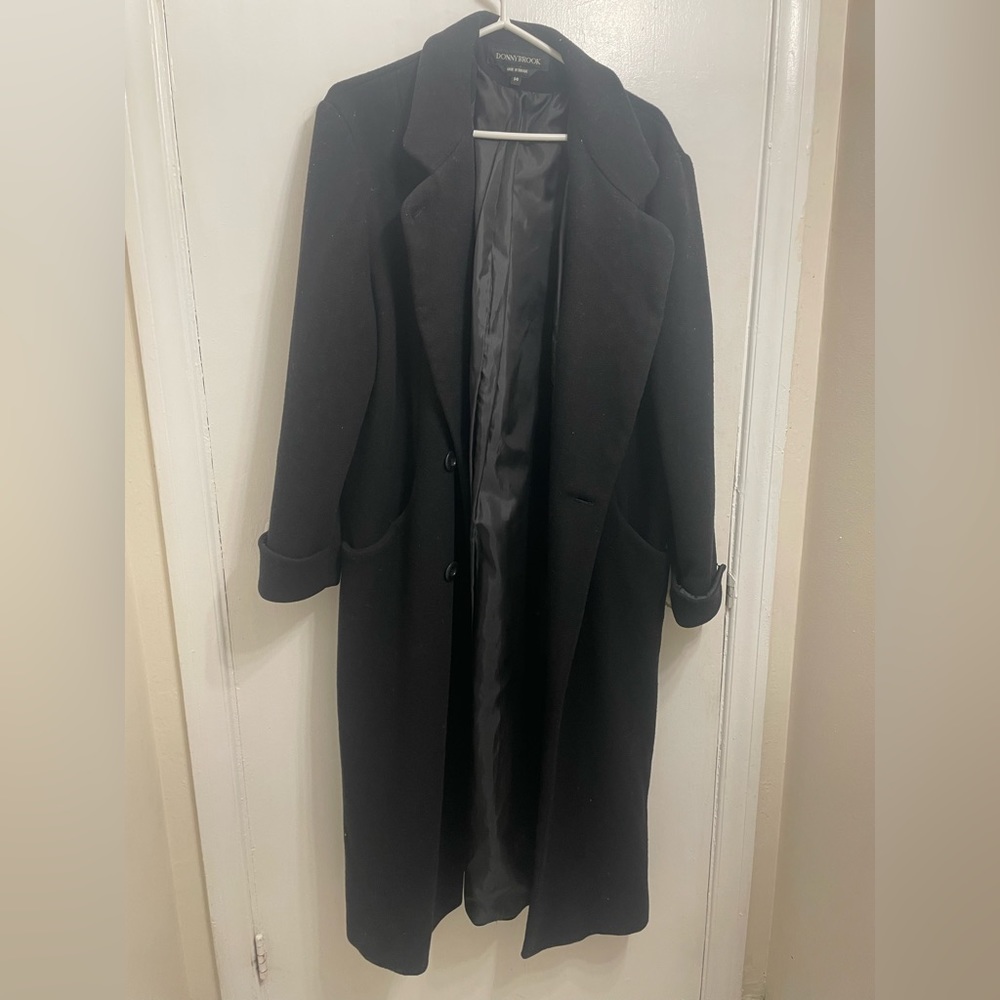Black Double Breasted Wool Coat